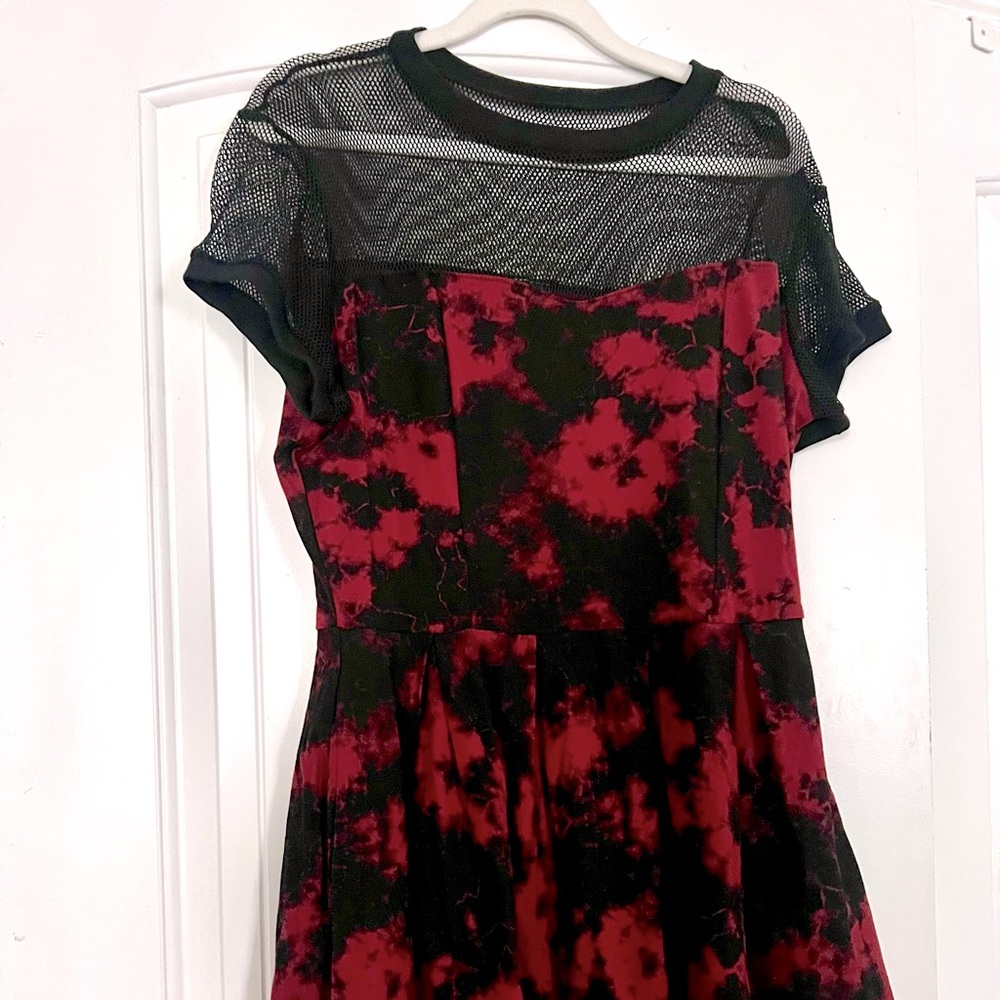 Midnight Hour Red and Black Mesh Fishnet Dress Size Large Gothic NEW W/O Tags